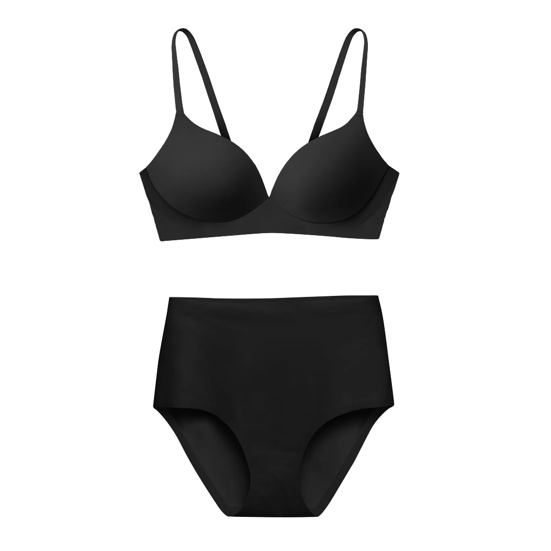 Black Pain Free T-Shirt Bra and High-Waisted Set - Image 5