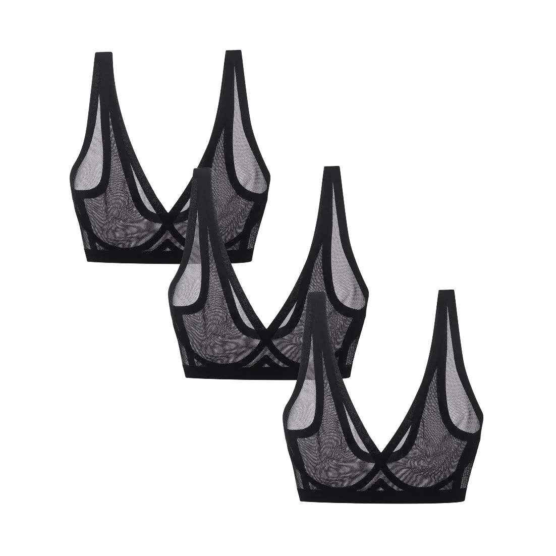 Black Sheer Bralette 3 Pack - Image 4