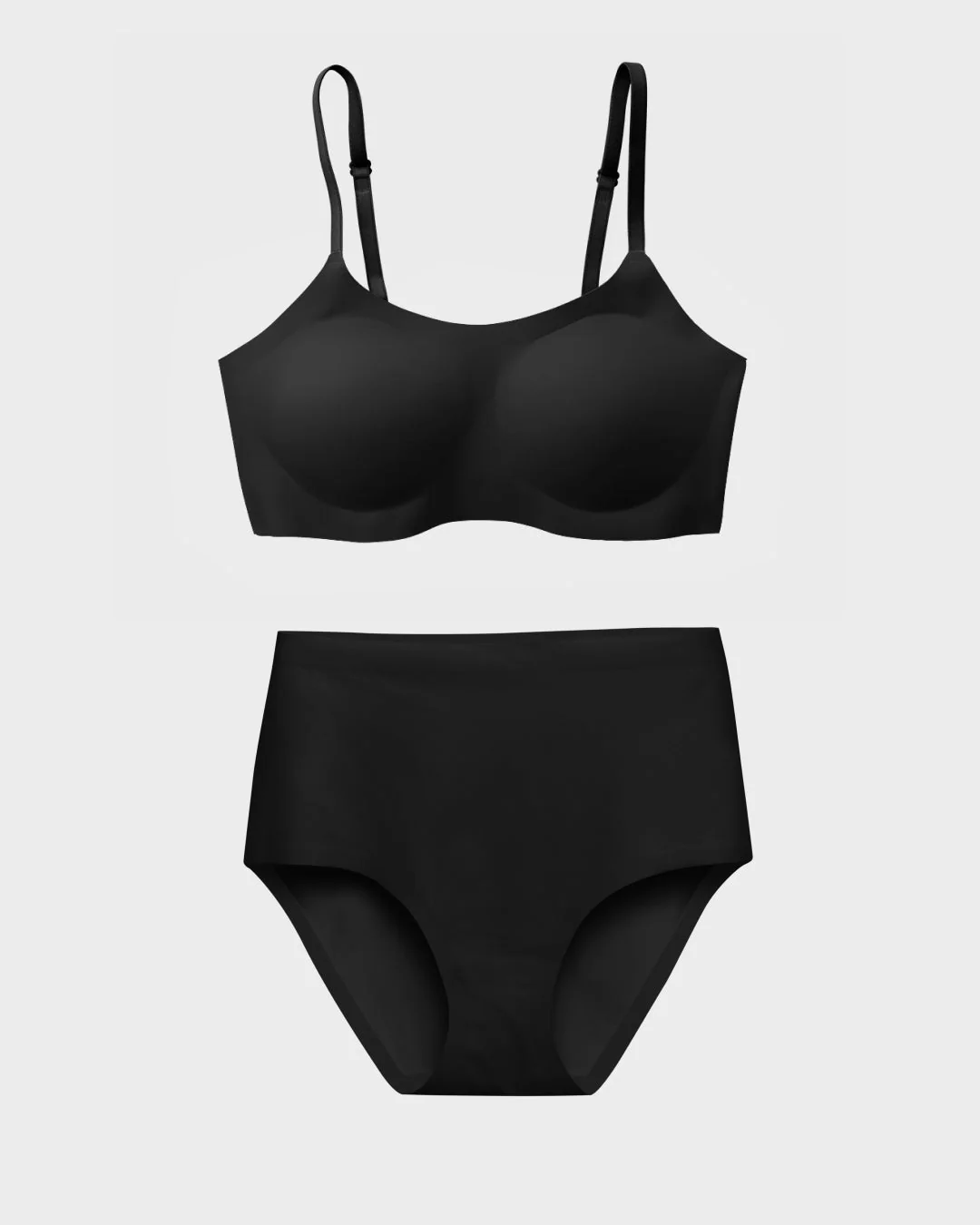 Black Support Bralette and High-Waisted Set