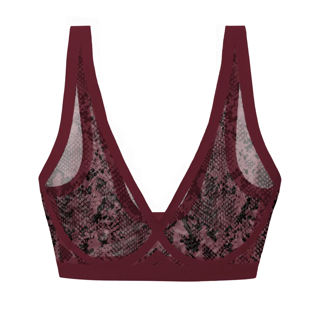 Bordeaux Snake Sheer Bralette - Image 6
