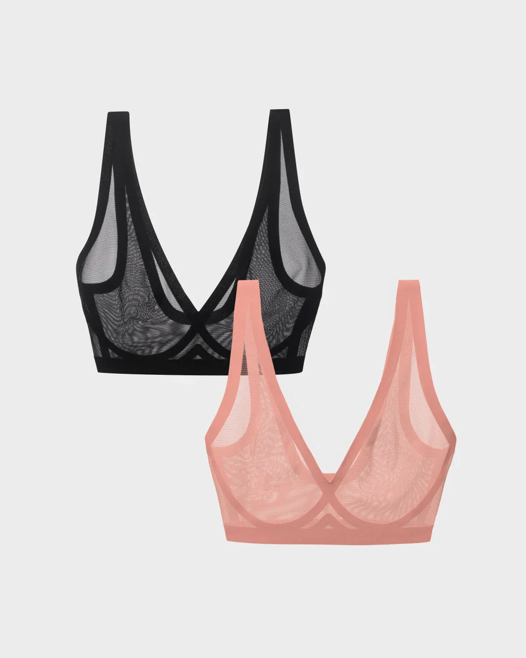 Dusty Rose and Black Sheer Bralette Bundle